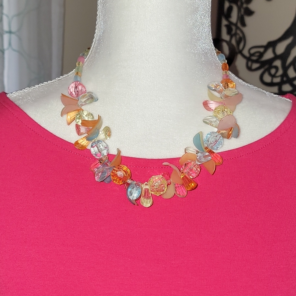 Pastel Plastic Beaded Necklace